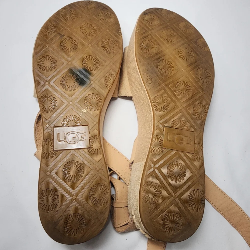 UGG Australia Tan Marchella‎ Open Toe Suede Platform Sandals Size 7.5